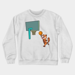 Comic red panda playing basketball Crewneck Sweatshirt
